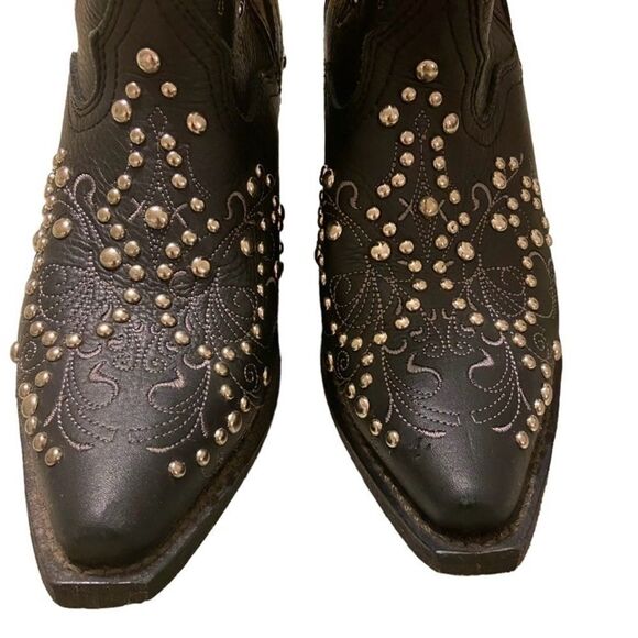 Womens Rocking Country Collection Black Studded Embellished Leather Boots 8M - Picture 4 of 9